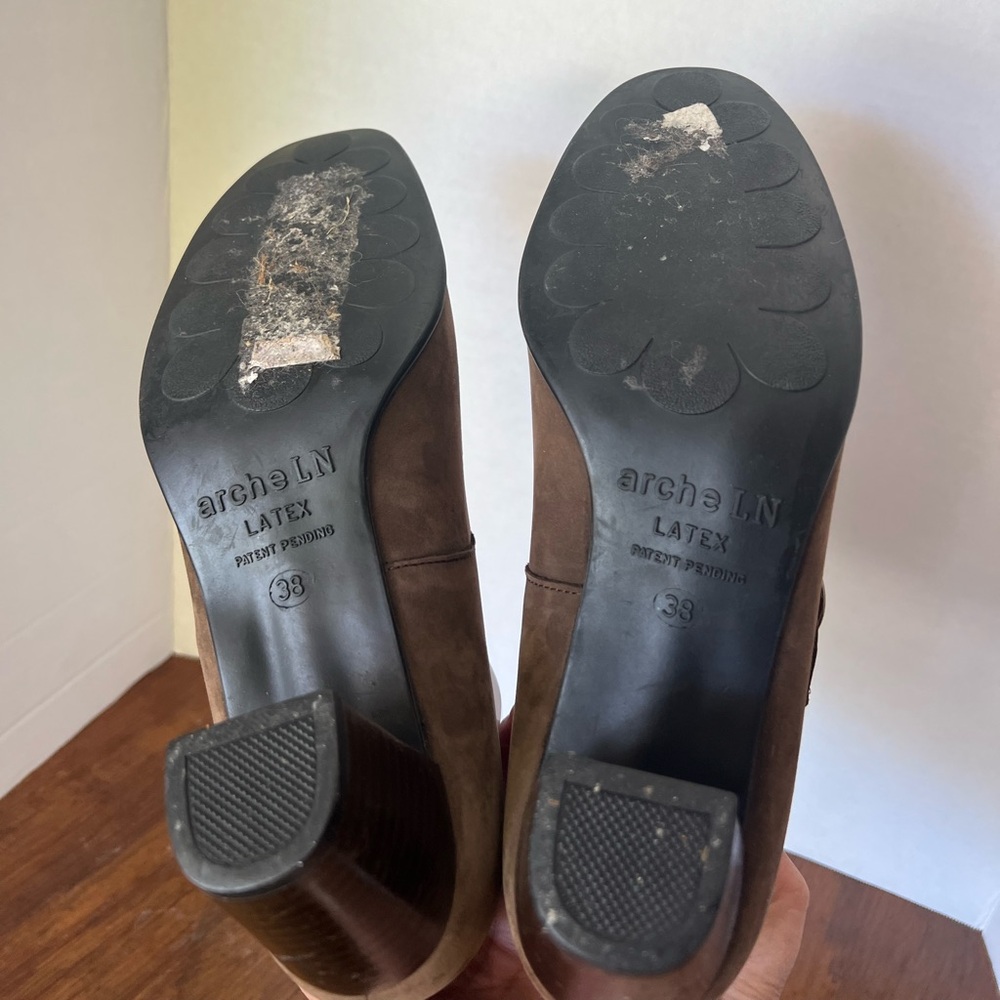 Arche Brown Nubuck Mary Jane Block Heels Women’s EU 38 US 7 Comfort Strap Pump - Picture 8 of 14